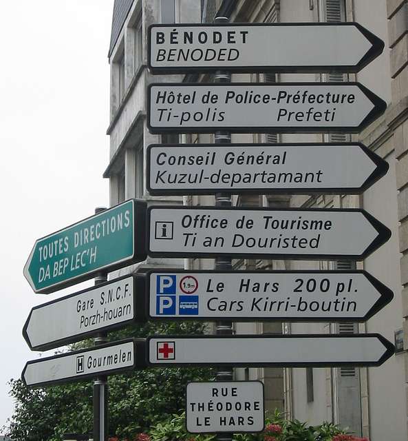 roadsigns to support bilingual transcription direction